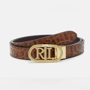 Women's Logo Reversible Skinny Leather Belt